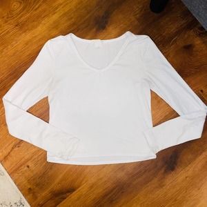 Basic Long Sleeve Crop Top Casual Shirt size small